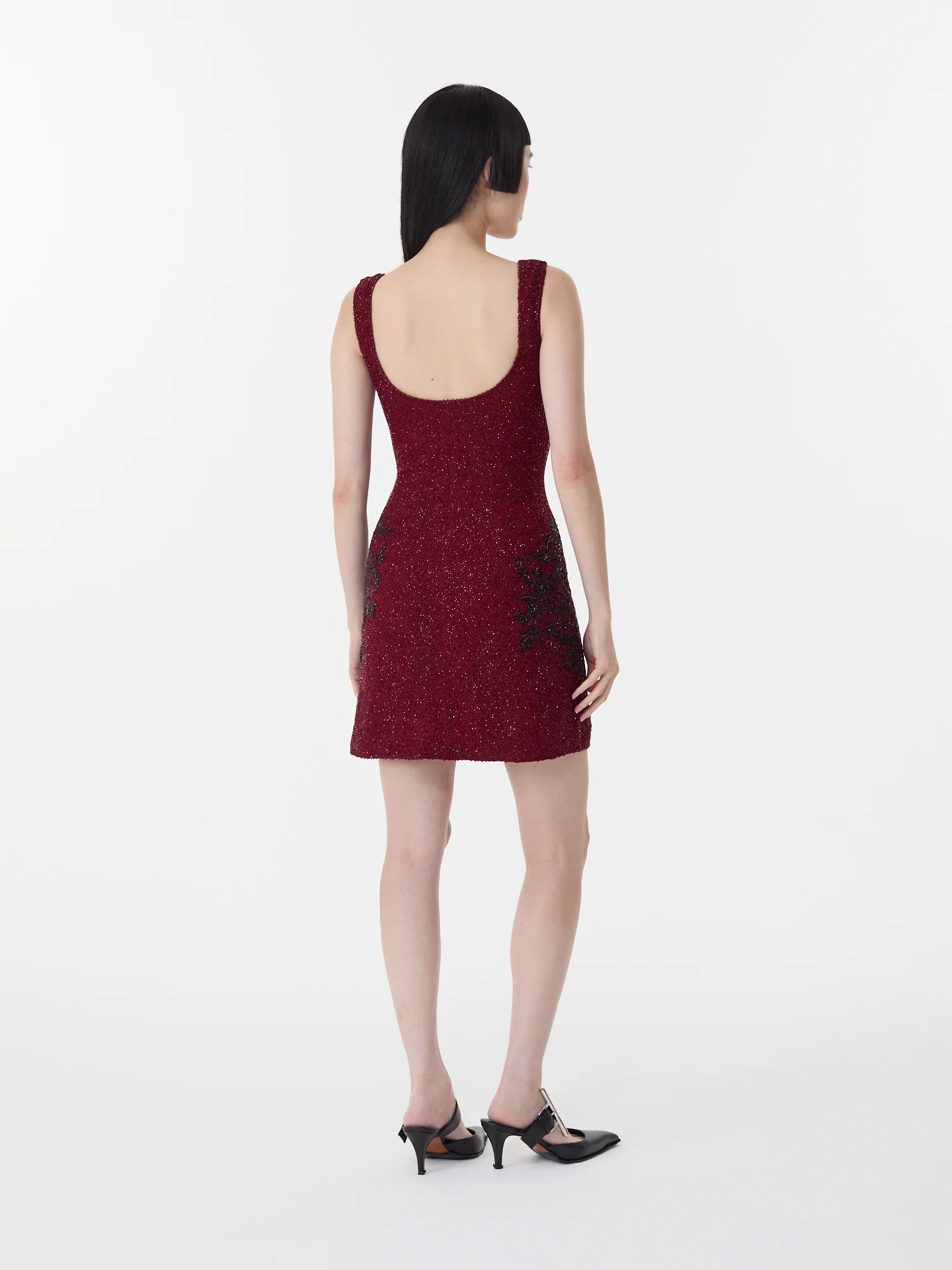 Damask Mini Dress Garnet Red - Image 4