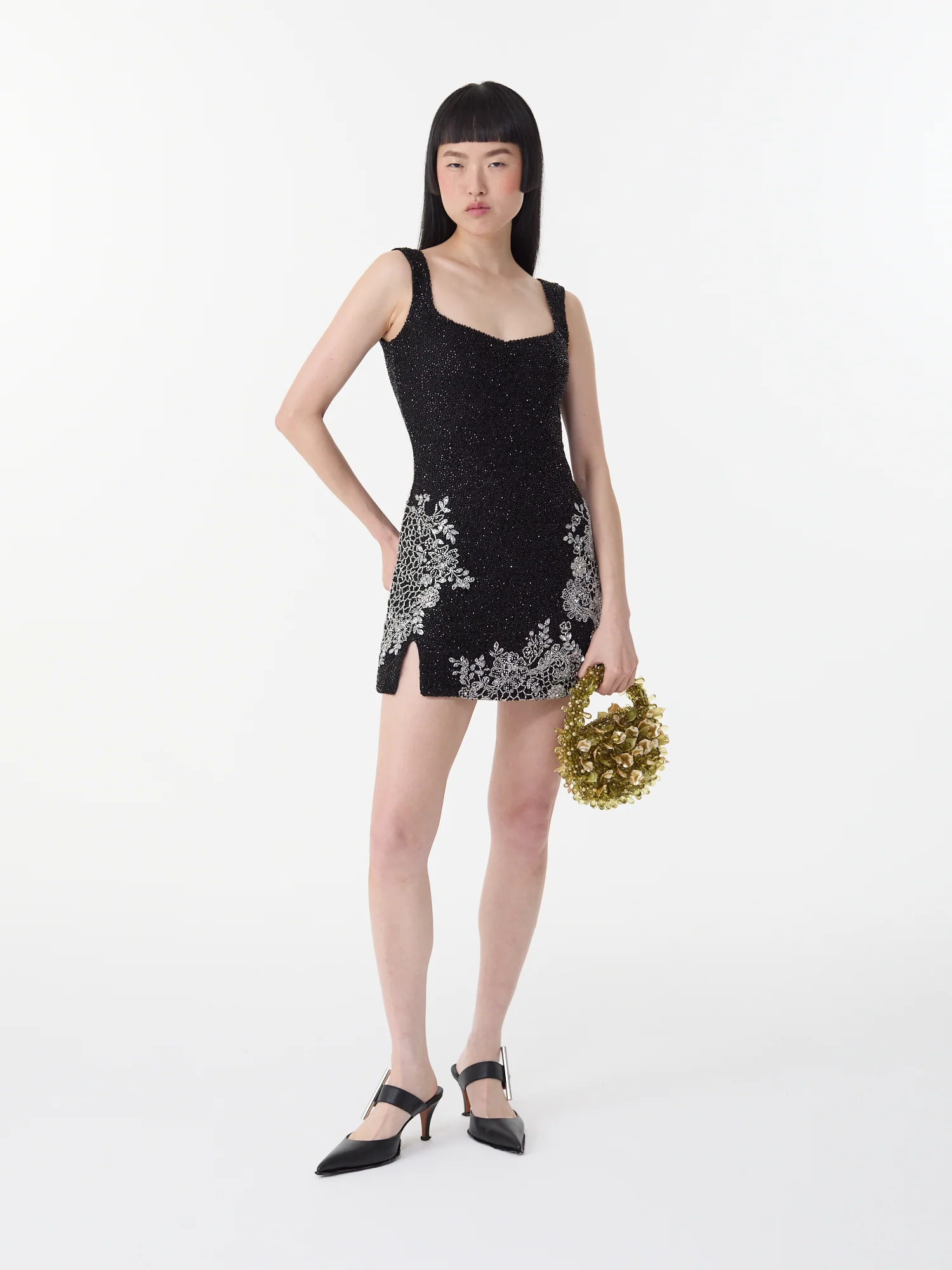 Damask Mini Dress Silver - Image 4